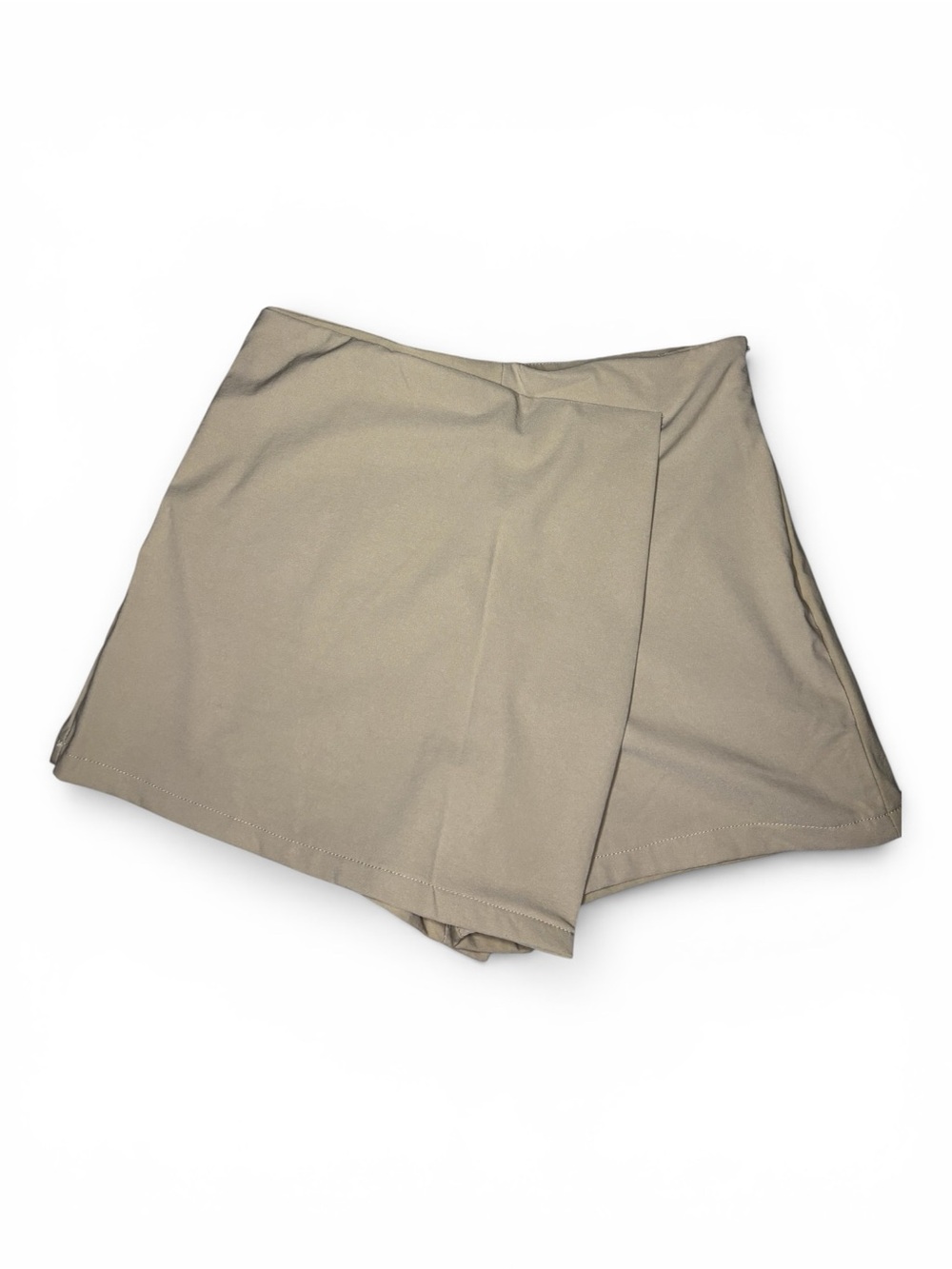High-Rise Taupe Wrap Skort Shorts for Women